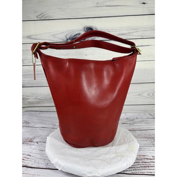 Coach Vintage Duffle Sac Red NYC Bucket Bag - Picture 1 of 10